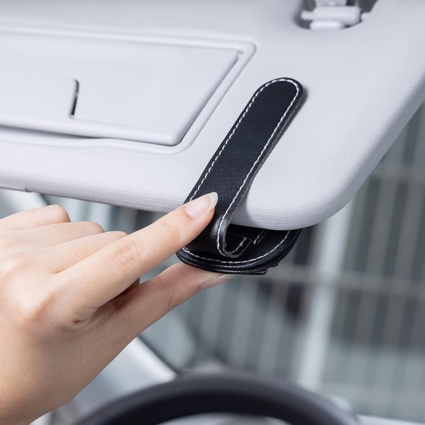 MERCEDES AMG leather holder for glasses for the screen, holder for glasses - black leather