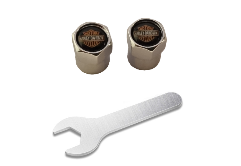 2 pcs HARLEY DAVIDSON valve caps, silver valve covers