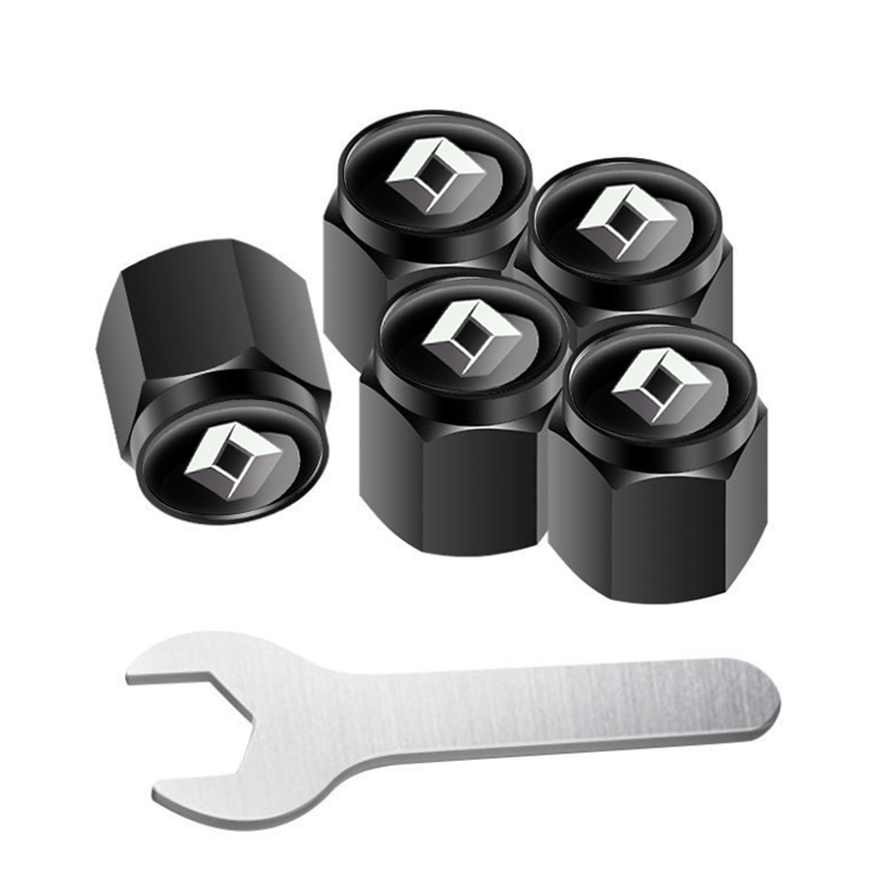 4 pcs RENAULT valve caps, black valve covers