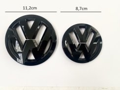 VW Scirocco 2015-2017 Emblem vorne und hinten, Logo (11,2 und 8,7 cm) – schwarz glänzend