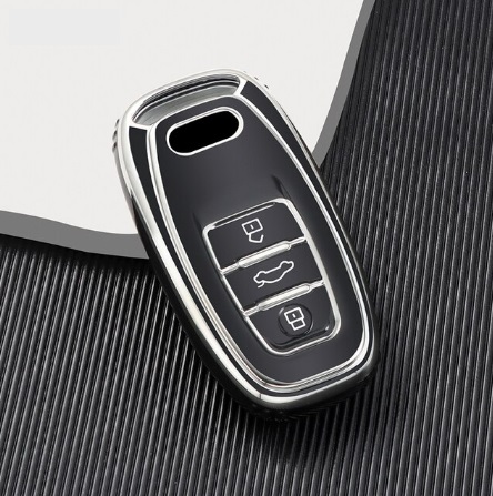 LUXURY key cover for AUDI cars black glossy/chrome