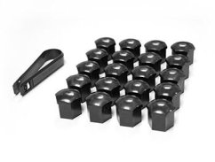 Bolt covers, for wheel bolts 19mm, set of 20 black glossy