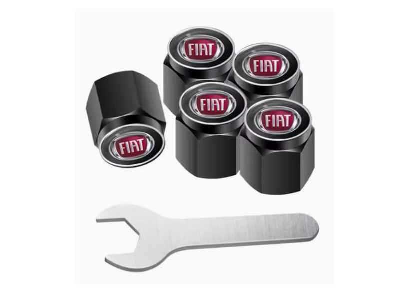 4 pcs vFIAT valve caps, black valve covers