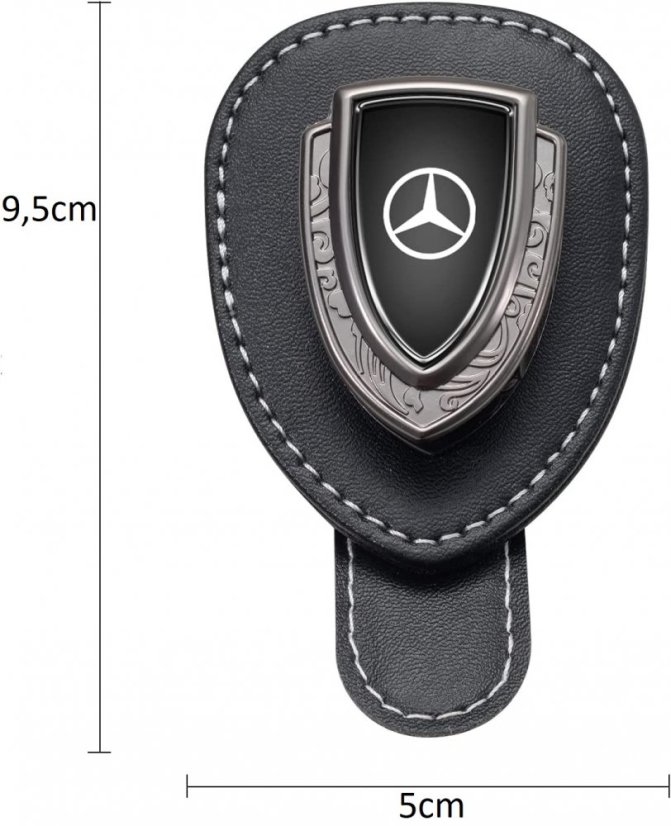 MERCEDES leather holder for glasses for the screen, holder for glasses - black leather