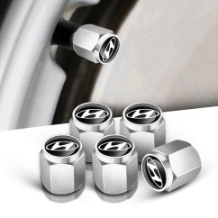 4 pcs HYUNDAI valve caps, valve covers silver/chrome