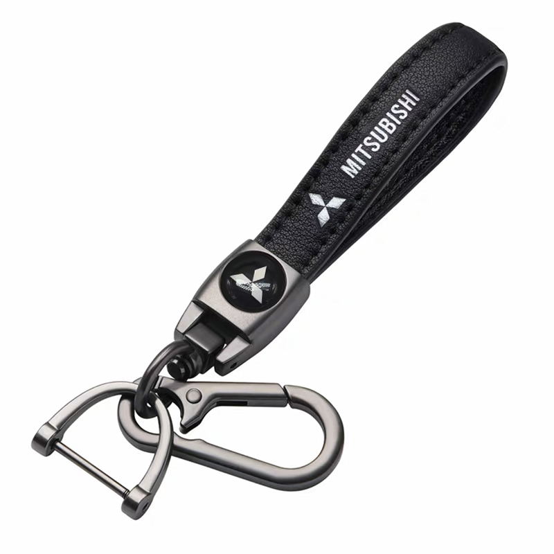 MITSUBISHI key fob, keychain black leather