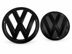 Emblema e logo anteriore e posteriore (15,8 cm e 12,9 cm) per VW TOUAREG 2, 7P Facelift (2011-2015) - nero lucido (ricambio)