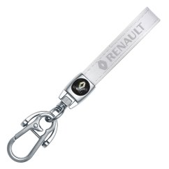 RENAULT key fob, keychain white leather
