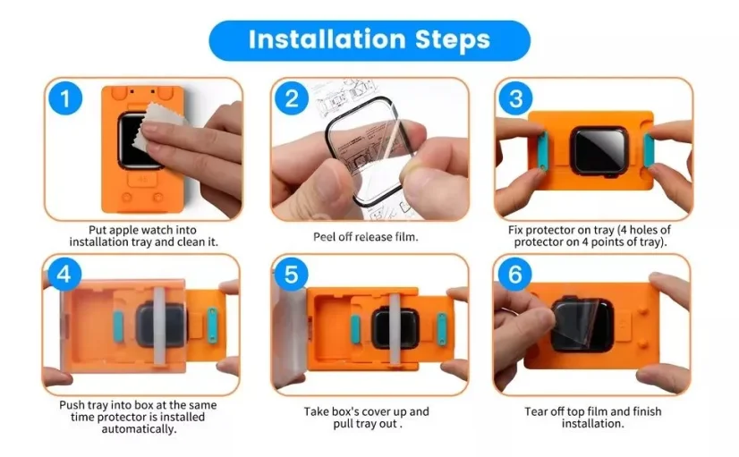 MOHAVE, protective glass 3D NanoFlex Screen Protector with installation kit for Apple Watch 40mm