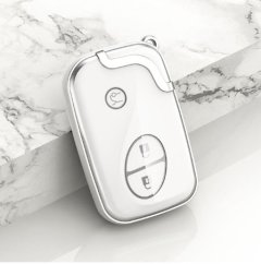 LUXURY key cover for LEXUS cars white glossy/Chrome