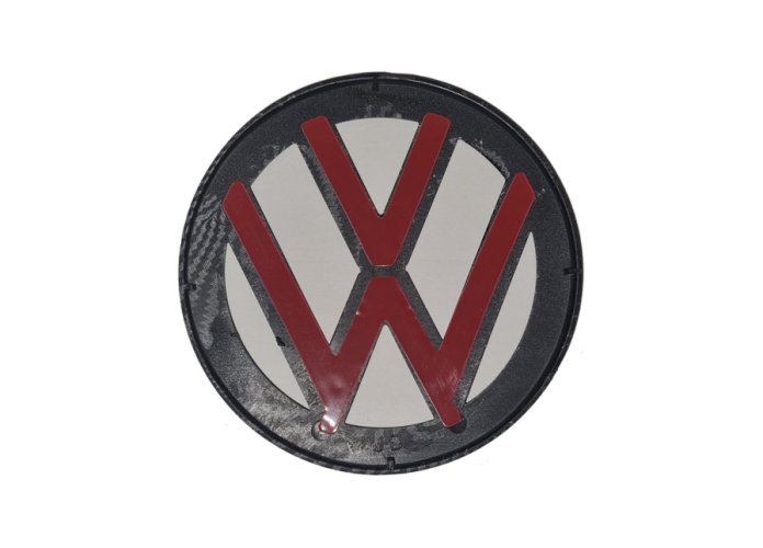 VW GOLF V (2003-2010) främre märke, logotyp (12,8cm) - svart kolfiber