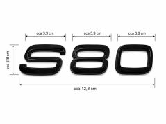 Volvo S80 rear trunk lid lettering - glossy black (12.3cm)