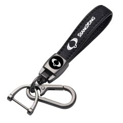 SsangYong key fob, keychain black leather