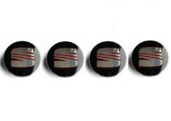 4pcs Wheel center caps SEAT 60mm black red chrome