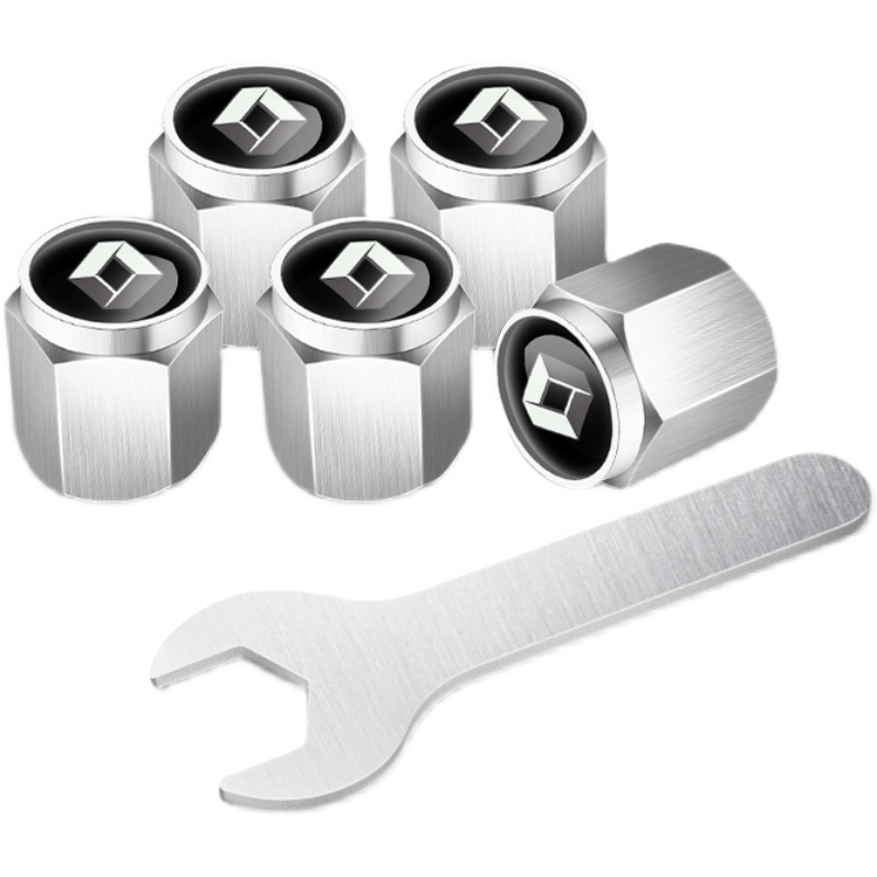4 pcs RENAULT valve caps, valve covers silver/chrome