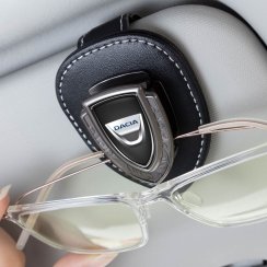 DACIA Lederhalter für Brille für den Bildschirm, Halter für Brille - schwarzes Leder