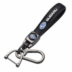SUBARU key fob, keychain black leather