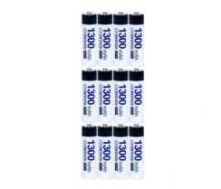 12 piles Rechargeables DOUBLEPOW puissantes AA 1300 mAh 1,2 V Ni-Mh, charge 1500x