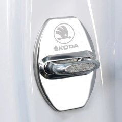 4 vnt ŠKODA Apsauginis durelių skląsčio dangtelis- sidabras