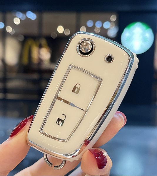LUXURY key cover for NISSAN cars white glossy/Chrome