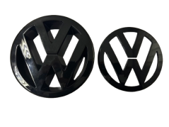 VW GOLF V MK5 (2003-2010) emblem fram och bak, logotyp (12,5cm a 11,3cm) - svart blank