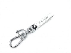 ŠKODA key fob, keychain white leather