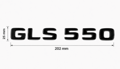 Mercedes nápis  GLS550 - černý lesklý 202mm