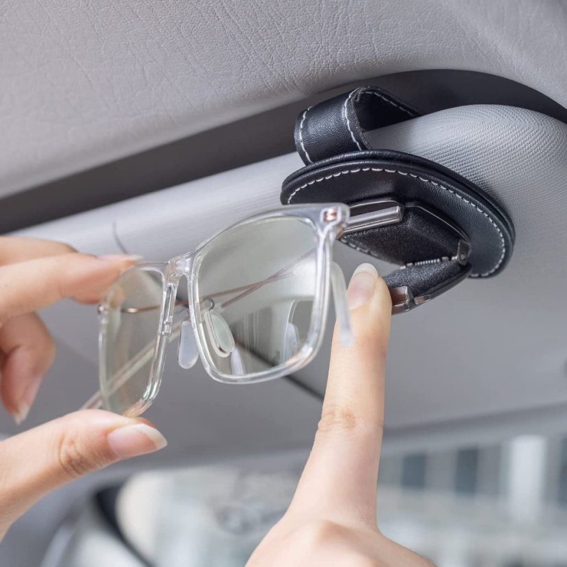 HONDA leather holder for glasses for the screen, holder for glasses - black leather