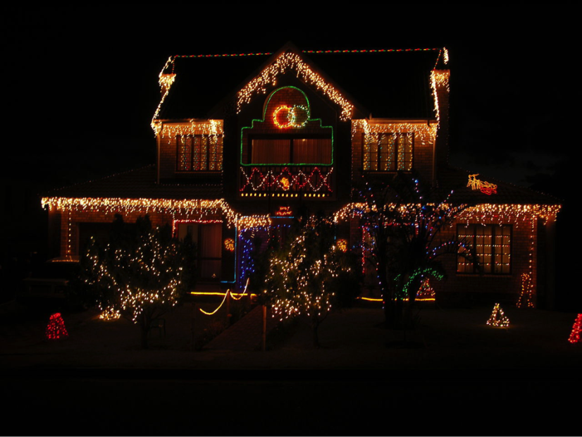 LUMA LED Christmas light rain, 105 LEDs 2,5m power cable 5m IP44 warm white with a timer