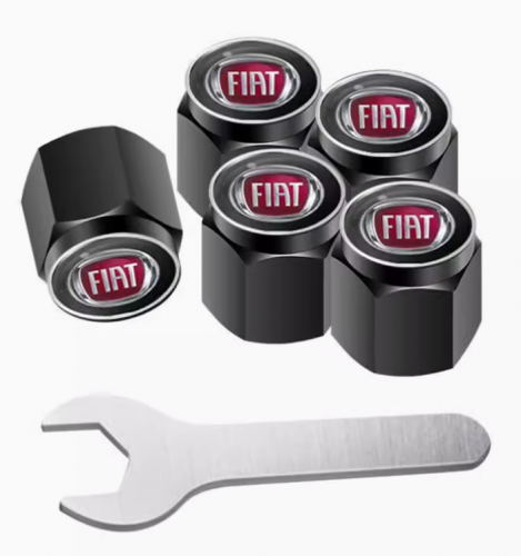 FIAT valve caps, black valve covers black logo