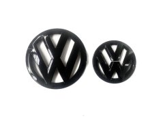 VW PASSAT B5 2003-2007 front and rear emblem, logo (12,8cm and 9,5cm) - glossy black