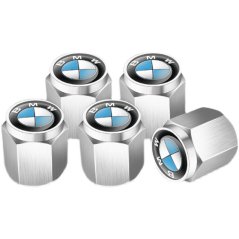 4 pcs BMW valve caps, valve covers silver/chrome