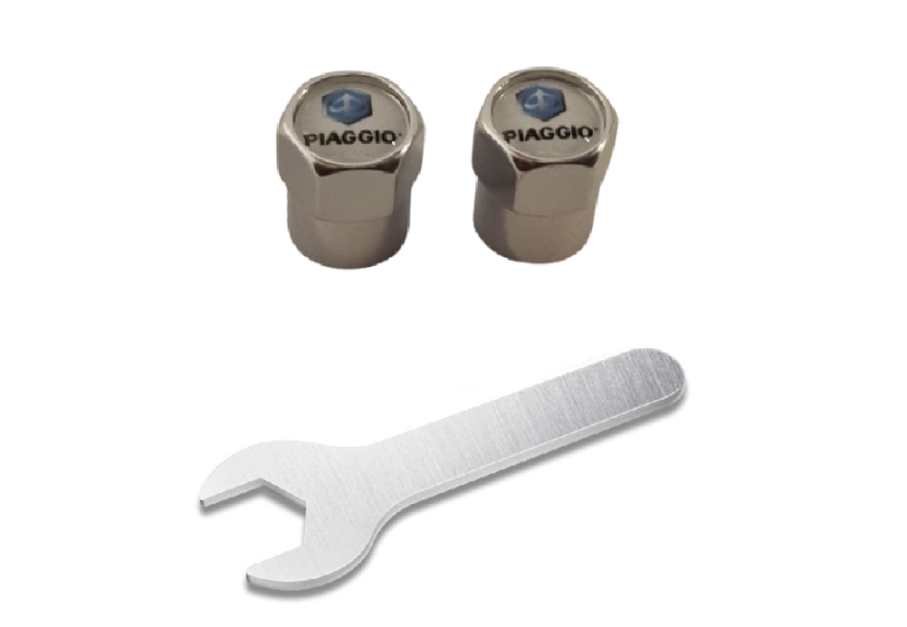 2 pcs PIAGGIO valve caps, silver valve covers