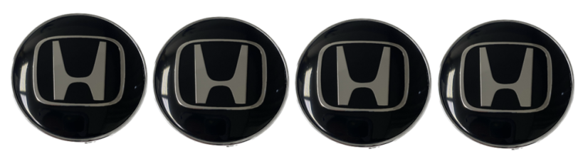 4pcs Wheel center caps black/chrome HONDA 60mm