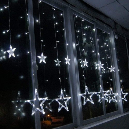 Cadena de luces LED LUMA LED 138, cortina de estrellas 3m - cable 1,5m, blanco frio