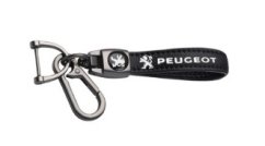 PEUGEOT key fob, keychain black leather