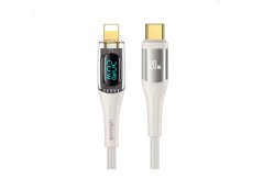 USAMS US-SJ588 Lightning suderinamas P4Y laidas greitam įkrovimui USB Type-C PD 20W su skaitmeninio ekrano šešėlių serija, 120 cm baltas