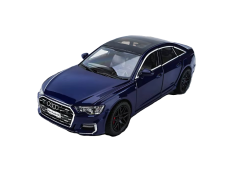 Audi A6 modelo de metal com luzes de bateria de brinquedo com som 1:24 Azul