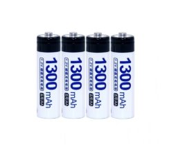 4 pcs DOUBLEPOW powerful rechargeable batteries AA 1300 mAh 1.2V Ni-Mh, 1500x charge