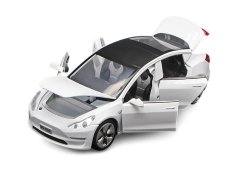 Tesla model 3 toy metal model battery lights sound 1:32 white