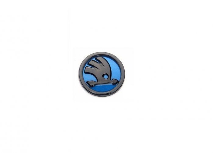Emblem, Haubenlogo ŠKODA 90mm blau schwarz 32D853621A :: capforwheel