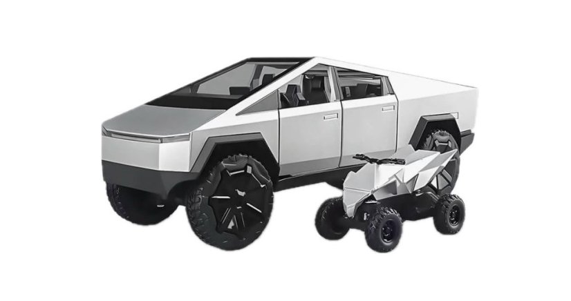 Cybertruck metalen model speelgoedquad op batterijen 1:32 zilver
