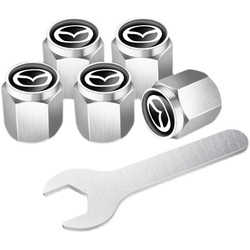 4 pcs MAZDA valve caps, valve covers silver/chrome