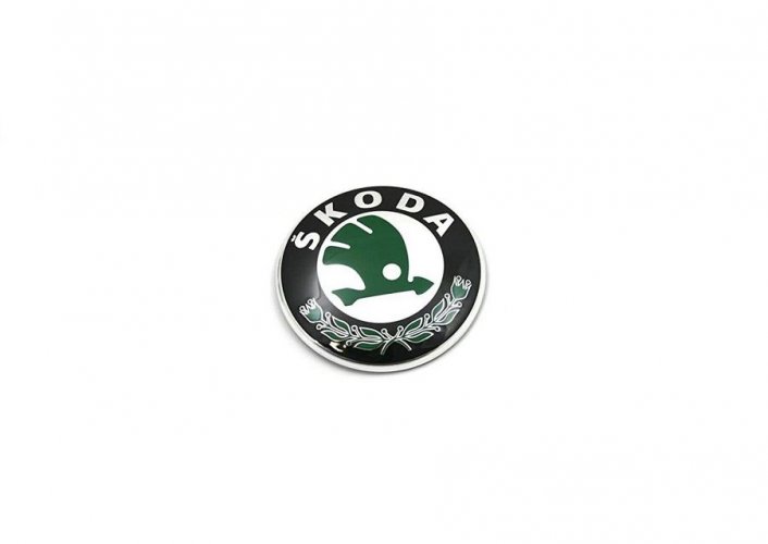 Logo, Emblem ŠKODA 80mm sort grøn 1U0853621C MEL 1U0853621 1U0853621C