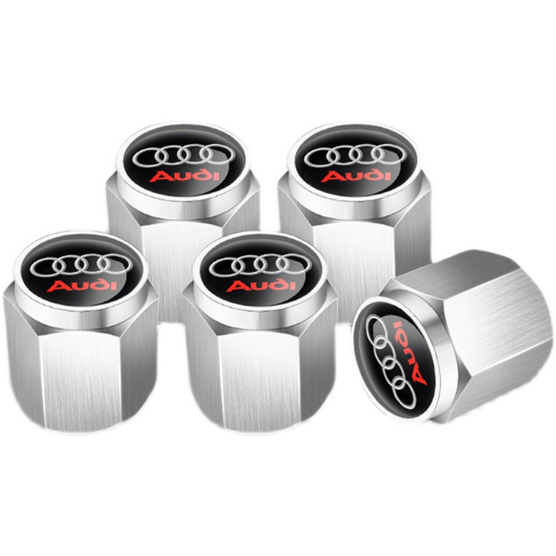 4 pcs AUDI valve caps, valve covers silver/chrome