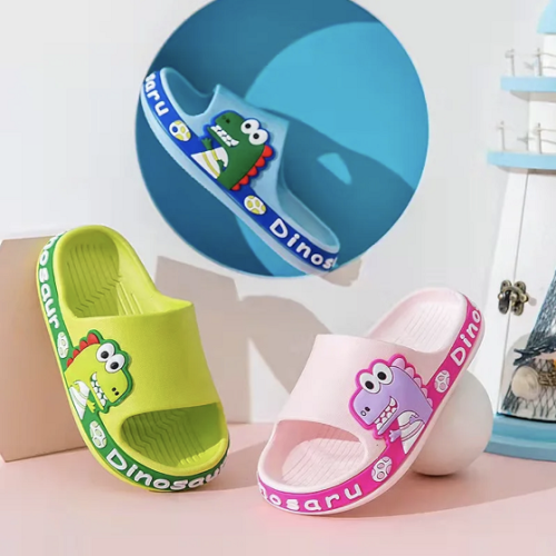 Zapatillas de estar por casa antideslizantes DINOSAURUS para niños para el hogar, el jardín o la playa - rosa