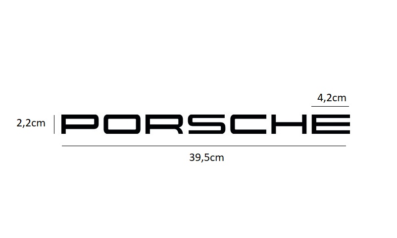 PORSCHE sign with template - black matte (39.5x2.2cm) PORSCHE sign with template - black matte (39.5x2.2cm)