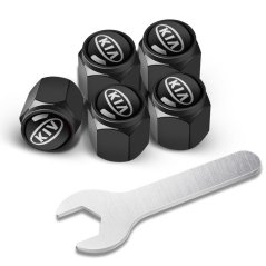 4 pcs KIA valve caps, black valve covers