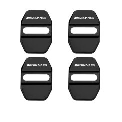 4 Stück MERCEDES AMG Schutzabdeckung für den Türriegel- schwarz glänzend