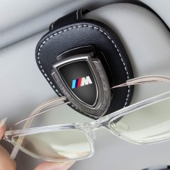BMW M-Paket skórzany uchwyt na okulary na ekran, uchwyt na okulary - czarna skóra